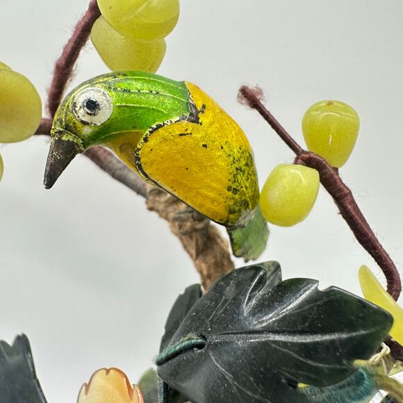 Vintage Chinese cloisonné enamel vase guilloche bird semiprecious flowers tree - Picture 7 of 11